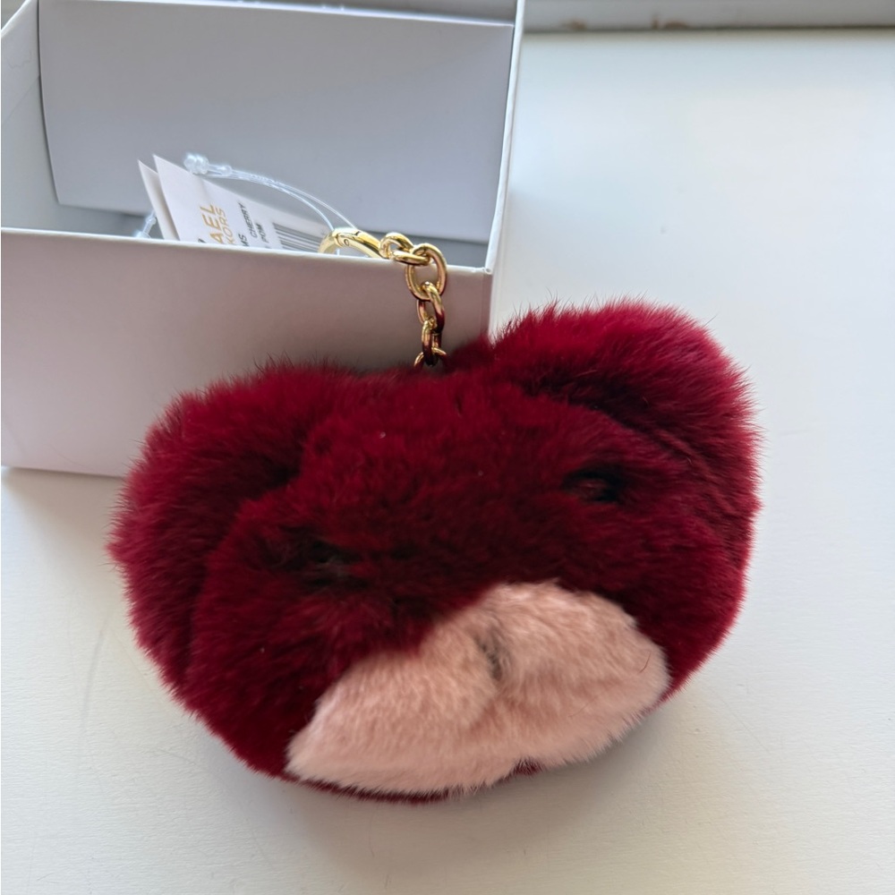 Michael Kors Teddy Bear Fur Pom Pom Key Charm – Cherry